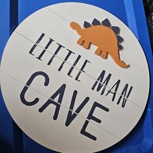 Dinosaur Wall Sign for Kids Room - Cream and Orange